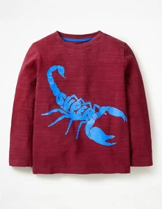NWT 3/4 4/5 Mini Boden Deep Red Scorpion L/S Tee So Fun HE'LL LOVE IT - Picture 1 of 3