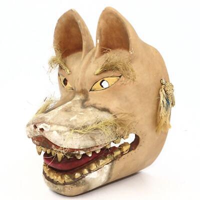 Japanese Antique Fox Mask Dry Lacquer Kagura Inari Kitsune Noh Shinto MSK294 • 135$