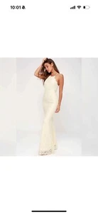 Lulus Womens Zenith Cream Lace Maxi Dress Size Small - Picture 1 of 4