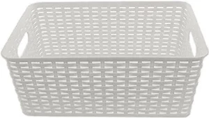 Caja de almacenamiento organizadora de cesta de ratán de plástico mediano YBM Home, BA425 - Imagen 1 de 10