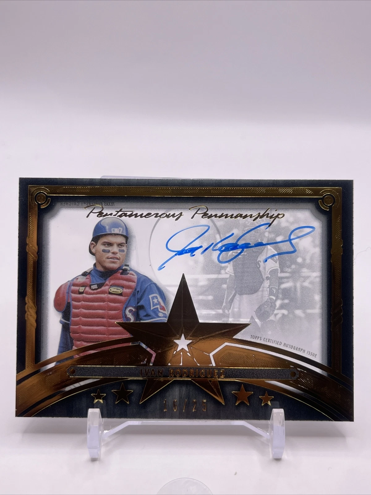 2022 Topps Five Star Ivan Rodriguez Pentamerous Penmanship Auto 16/25 PP-IR HOF