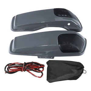 Saddlebags Lids 5x7''Speaker Cutout For Harley Electra Glide 14-Up Gunship Gray - Picture 1 of 9
