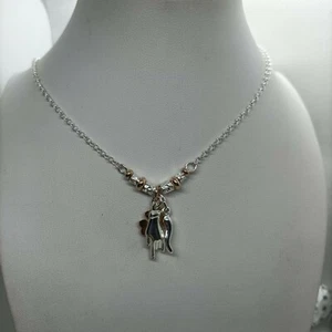 Collar Scaramantica Plata Dodo Estilo Cuerno Cuatro Hojas Pequeñas Manos CM 40 - Imagen 1 de 5