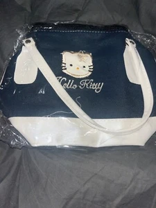 Hello Kitty Blue Denim Small Purse with white trim and handle Kid's Zipper Close - Picture 1 of 1