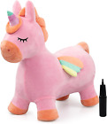 Unicorn Bouncy Horses,Inflatable Plush Hopping Toy, Bouncing Animal Hopper Fo...