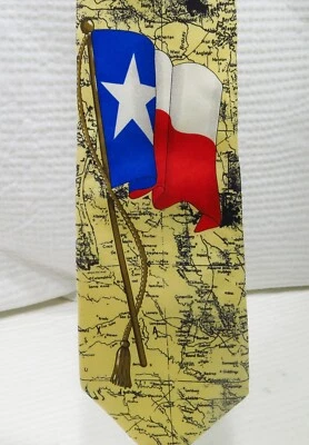 Gravata masculina de seda com bandeira/mapa do Texas, amarela - Imagem 1 de 4