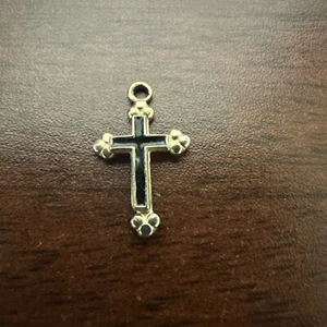 Small Gold And Black Cross Charm - Picture 1 of 2