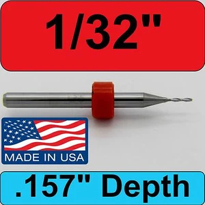 1/32" Carbide Endmill Two Flute  .157 LOC * Made in USA * CNC 1600.0315.157 M107 - Picture 1 of 6