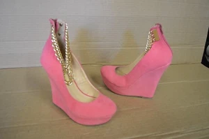 NWOB Liliana Women's Chained Coral Platform Wedges - Picture 1 of 4