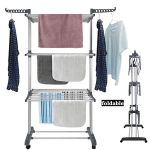 67" Laundry Clothes Storage Drying Rack Portable Folding Dryer Hanger Heavy Duty - Picture 1 of 25