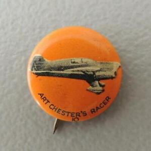 Art Chester's Air Racer Barnstormer Tin Pinback Button Badge Aviation Greenduck