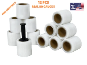 5" x 1000FT 80 GAUGE PALLET WRAP STRETCH FILM SHRINK HAND WRAP 1000' 12 ROLLS - Picture 1 of 5