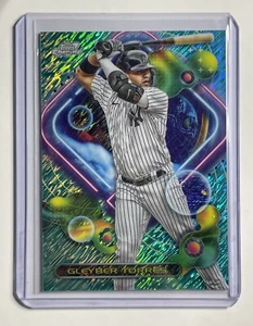 2023 Topps Chrome Cosmic Gleyber Torres Aqua Equinox Shimmer #119 /199 + Base NY - Picture 1 of 4