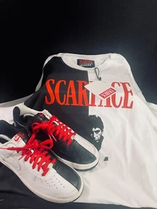 2006 Nike Air Force (1) Scarface (313641-101)Sneakers Sz M/10, w/T Shirt XL - Picture 1 of 10