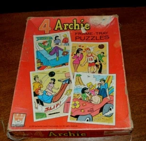 1972 ARCHIE Frame Tray Puzzles (4) Orig. Box Archie Comics Betty Veronica Jughea - Picture 1 of 12