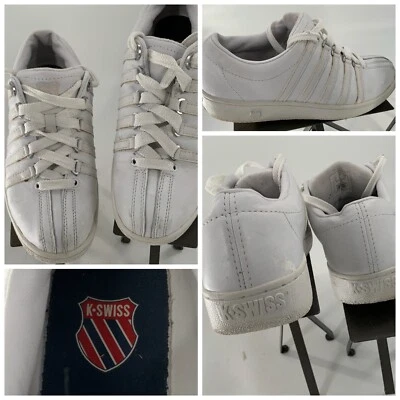 K-Swiss Classic Tennis Shoes 8.5 Men White on White Leather Lace YGI D2S-78 - Image 1 of 4