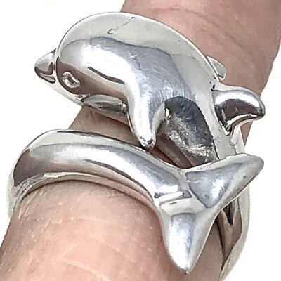 Anillo de delfín banda aluminio firmado por Arthur Court joyería aluminio  Foto 1 de 4