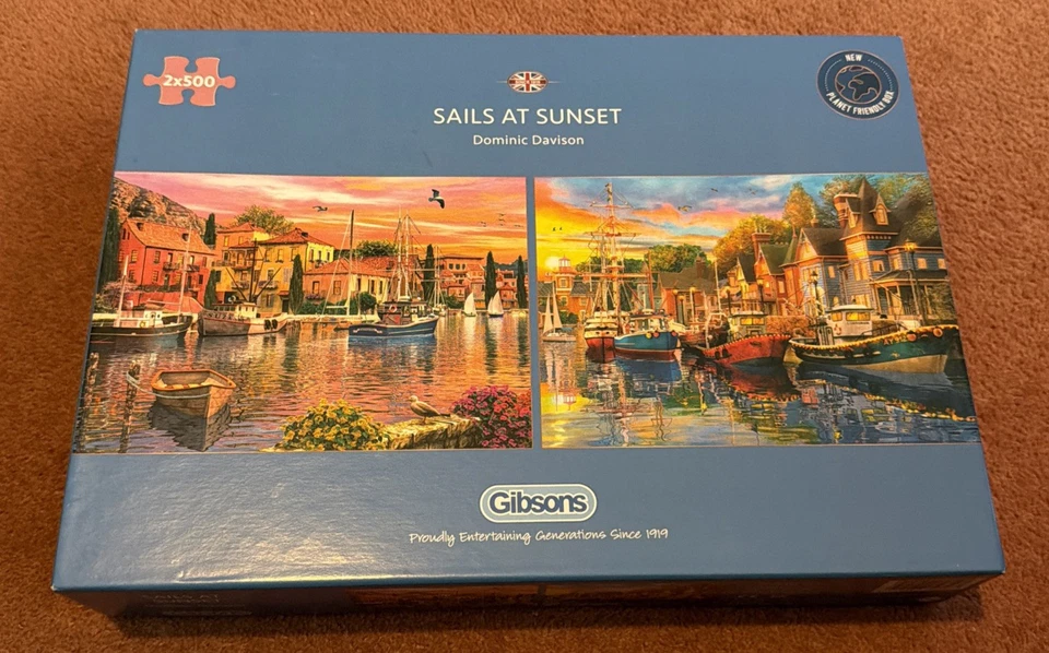 Gibson’s  2 x 500 Piece Jigsaw Puzzles - SAILS AT SUNSET - Image 1 of 1