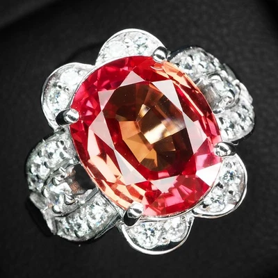 Zafiro Rosa Puesta de Sol 7.45Ct Plata de Ley 925 Hecho a Mano, Anillo de Navidad Regalos Foto 1 de 4