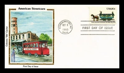 DR JIM STAMPS US COVER FIRST AMERICAN STREETCAR FDC COLORANO SILK CACHET - Image 1 of 2