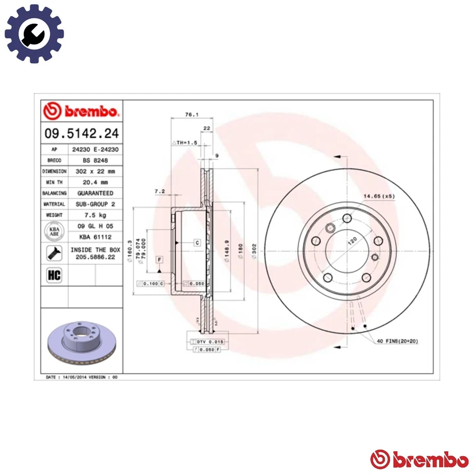 2x BRAKE DISC 09.5142.24 FOR BMW M51D25 2.5L M30B34 3.4L M50B20 M20B20 2.0L 6cyl - Image 1 of 4
