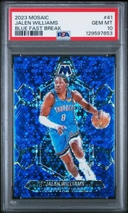 2023 Panini Mosaic #41 Jalen Williams Blue Fast Break SP /85 PSA 10 OKC Thunder - Bild 1 von 3