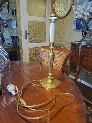 Ancienne Lampe Bronze Doré Louis XVI  Colonne Chandelier - Photo 1/4