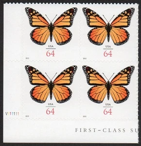 4462 64c Monarch Butterfly plate block MNH - Picture 1 of 1