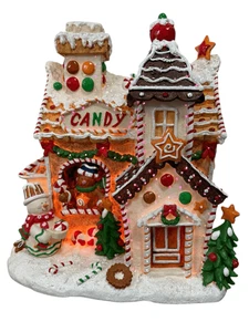 De colección Fibra Óptica Casa de Pan de Jengibre Grande 14” Bastón de Caramelo Muñeco de Nieve Navidad con Caja - Imagen 1 de 10