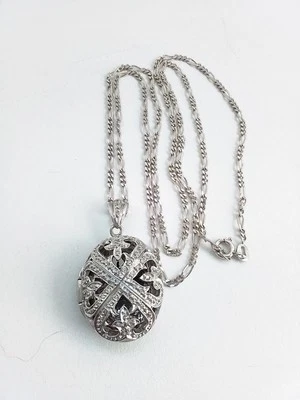 MEDALLÓN OVALADO DIAMANTE NATURAL STS 925 2003 COLGANTE Y COLLAR PT AMBOS FIRMADOS Foto 1 de 4