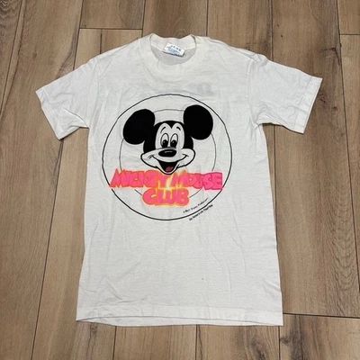 CAMISETA BLANCA DE COLECCIÓN MICKEY MOUSE CLUB para hombre talla mediana DISNEYLAND Minnie Goofy EE. UU. Foto 1 de 4