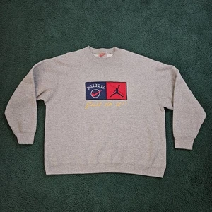 Vtg 80s Nike Jordan Just Do It Sweatshirt XXL USA Made Embroidered Crewneck Grey - Picture 1 of 14