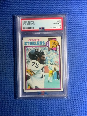 Fútbol americano Topps 1979 #65 Joe Greene PSA 8 casi nuevo Pittsburgh Steelers Foto 1 de 2