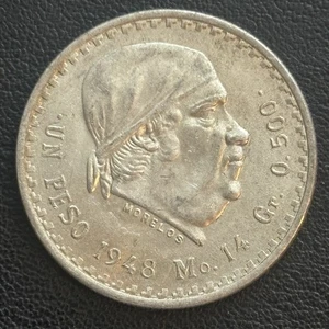 1948 Mexico One Peso .500 Silver Coin - Picture 1 of 2