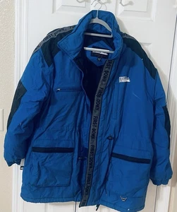 First Down Goose Down Puffer Jacket Men's Size XLarge Full Zip Button Blue - Picture 1 of 11
