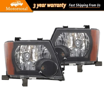 For 2005-2015 Nissan Xterra Black Headlights Headlamps Replacement Left+Right Foto 1 de 4