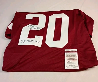 Camiseta firmada por Billy Sims con inscripción "78 Heisman" con certificado de autenticidad JSA Oklahoma Sooners Foto 1 de 4