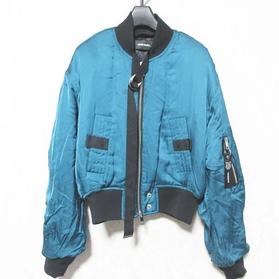 DIESEL W-BRESHA Satin Bomber Jacket, Size XS, Blue Women USED - Image 1 of 4