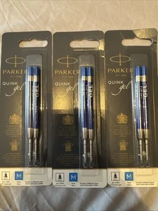 Parker Gel Ball Pen Refill Medium Nib Blue, Pack of 2 X3 - Picture 1 of 1