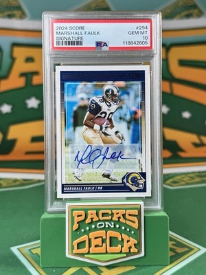 POP 2!! PSA 10 Marshall Faulk Autograph Score 2024 - #294 Signatures (AU) GEM MT - Image 1 of 3