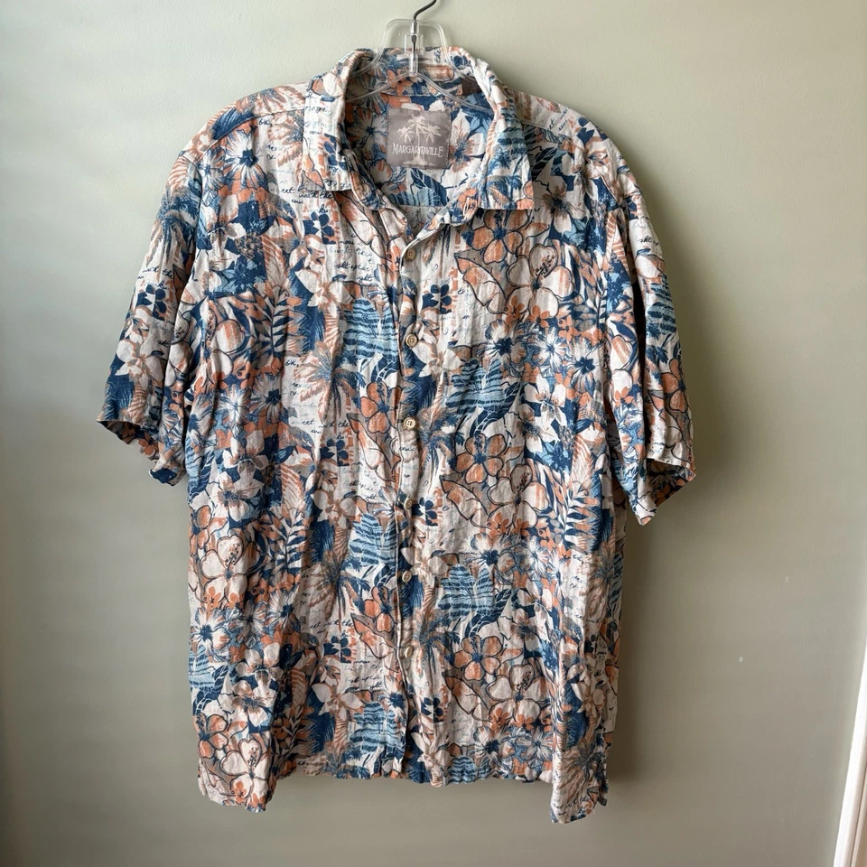 Camisa Jimmy Buffett Margaritaville Hawaiian Camp SS Seda/Lino Para Hombre XL Foto 1 de 4