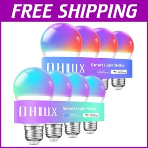 Smart Light Bulbs 8-Pack: RGB Color Changing & Voice Control for any Occasion - Picture 1 of 8