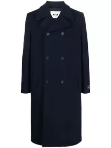 BNWT Men’s MSGM Double Breasted Overcoat IT48 Medium Navy Wool RRP £795 Oversize - Picture 1 of 13