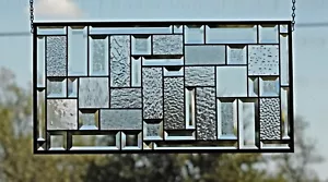 Rectangular stained glass window panel ,hanging,privacy glass, geometric clear - Picture 1 of 11
