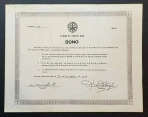 VINTAGE $50 BOND / CASINO DE PUERTO RICO / 1982 RARE - Picture 1 of 1