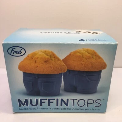 Genuino Fred Muffintops Estilo Jean Cupcake Molde Tazas Cantidad 4 Regalo para Cocinero Foto 1 de 4