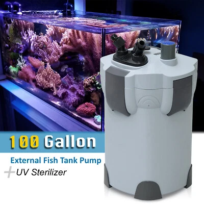 AJP DISTRIBUTORS 100 GAL Aquarium Fish Tank Pump External Filter HW-403B 370 GPH 9w UV Sterilizer