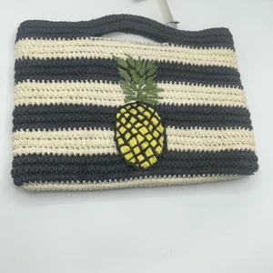 TALBOTS Hand Crocheted Paper Straw Stripes and Pineapple Clutch Handbag-NWT - Picture 1 of 6