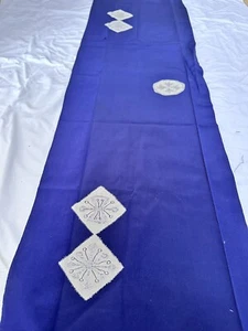 Vintage Japanese kiomono fabric Navy Base Butterfly 13” x 1.7y Long v230 - Picture 1 of 10