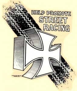 ORIGINAL VINTAGE ED ROTH DECAL HELP PROMOTE STREET RACING HOT ROD DRAG GASSER - Picture 1 of 2